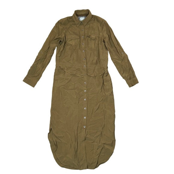 Maeve Dresses & Skirts - Maeve Anthropologie Olive Green Utility Button Down Shirt Dress Womens Size 2